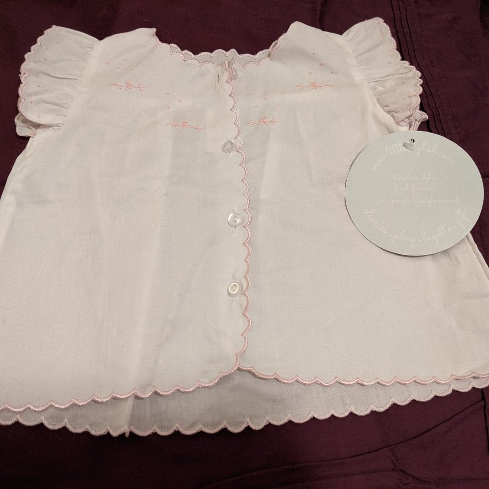 Little English Tea Blouse - Pink Embroidered Linen
